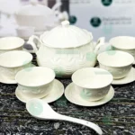 طقم تقديم الشوربة أبيض كلاسيكي– 15 قطعة